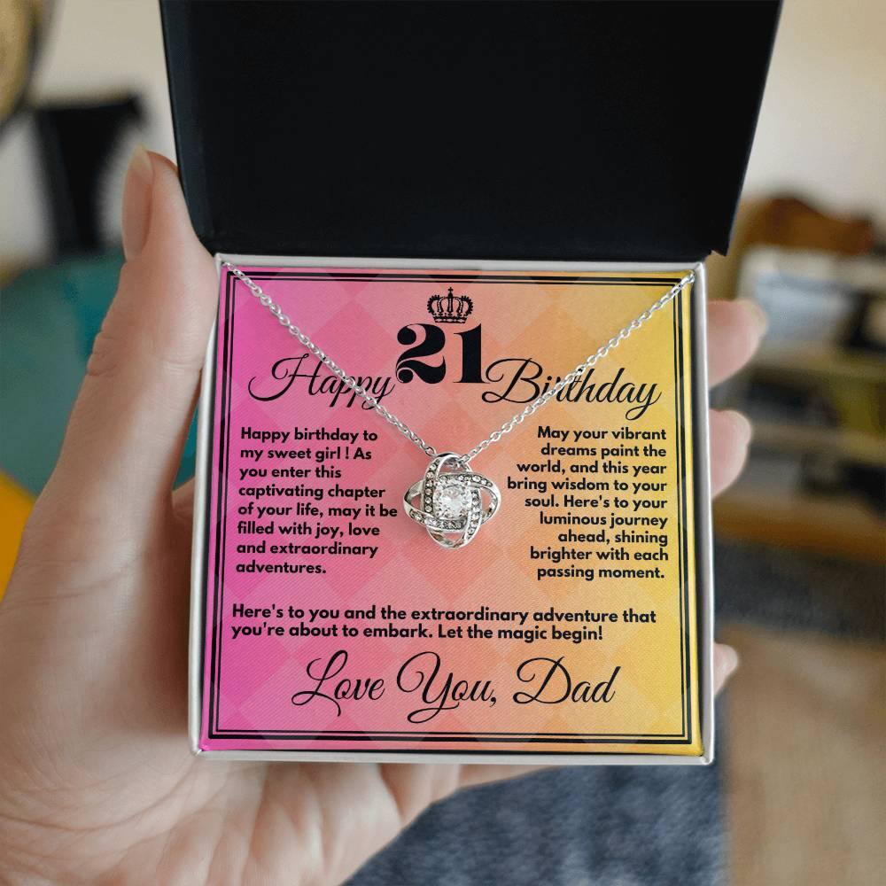 21st Birthday Gift for Girls, Cute Jewelry Necklace from Father, Message Card And Gift Box, Unique Present To Girl From Dad on Her 21 Birthday - Zahlia