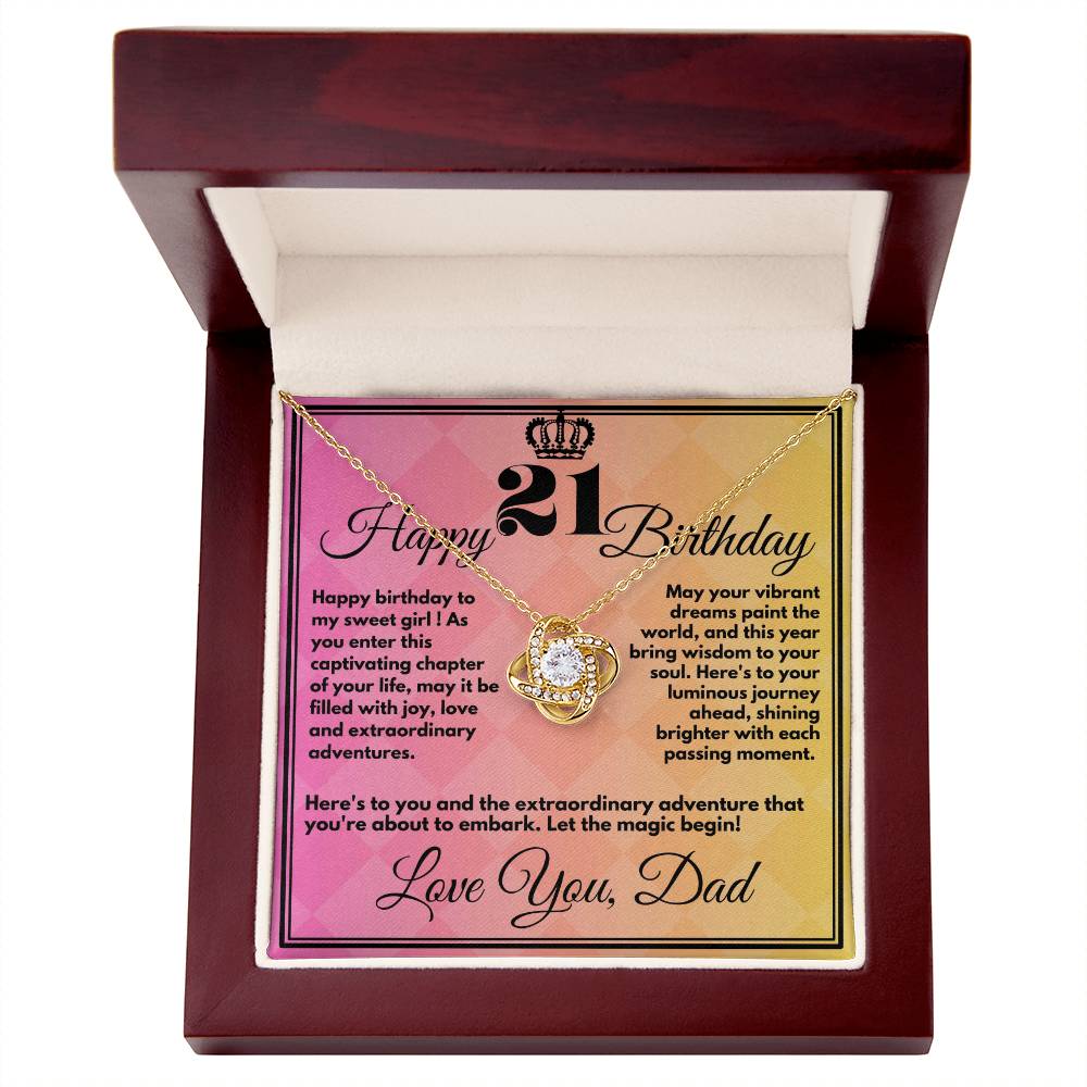 21st Birthday Gift for Girls, Cute Jewelry Necklace from Father, Message Card And Gift Box, Unique Present To Girl From Dad on Her 21 Birthday - Zahlia