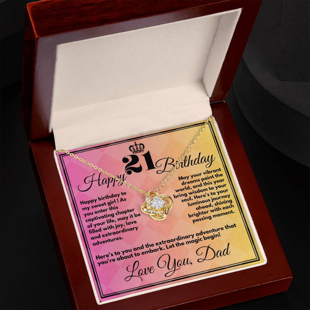 21st Birthday Gift for Girls, Cute Jewelry Necklace from Father, Message Card And Gift Box, Unique Present To Girl From Dad on Her 21 Birthday - Zahlia