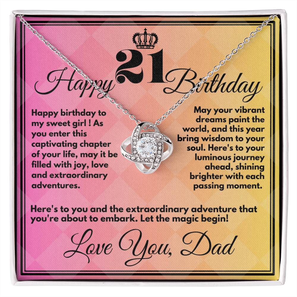 21st Birthday Gift for Girls, Cute Jewelry Necklace from Father, Message Card And Gift Box, Unique Present To Girl From Dad on Her 21 Birthday - Zahlia