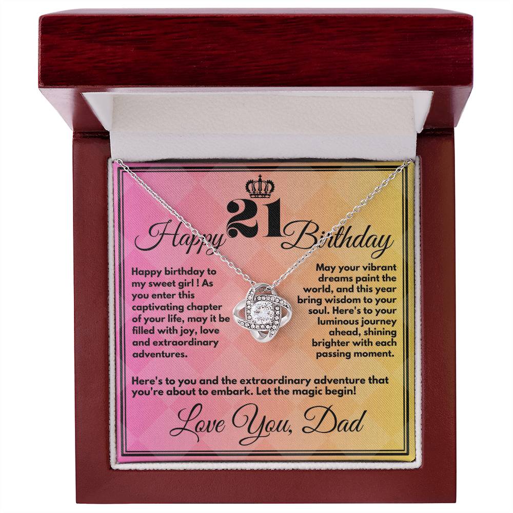 21st Birthday Gift for Girls, Cute Jewelry Necklace from Father, Message Card And Gift Box, Unique Present To Girl From Dad on Her 21 Birthday - Zahlia