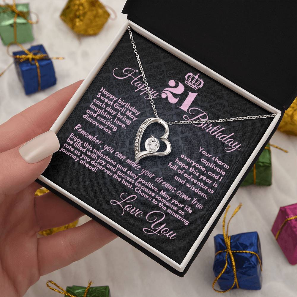 21st Birthday Gifts From Mom And Dad, Cute Jewelry Necklace, Present With A Message Card In A Box from Mother, Father, Sister or Parents, Unique Gift Ideas For 21 Bday - Zahlia