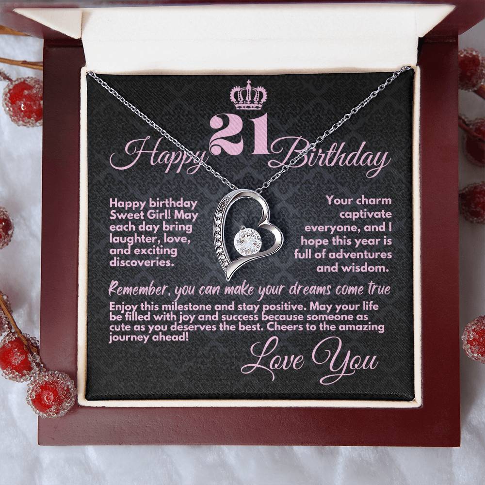 21st Birthday Gifts From Mom And Dad, Cute Jewelry Necklace, Present With A Message Card In A Box from Mother, Father, Sister or Parents, Unique Gift Ideas For 21 Bday - Zahlia