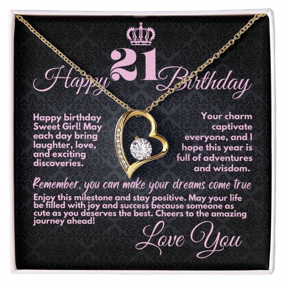 21st Birthday Gifts From Mom And Dad, Cute Jewelry Necklace, Present With A Message Card In A Box from Mother, Father, Sister or Parents, Unique Gift Ideas For 21 Bday - Zahlia