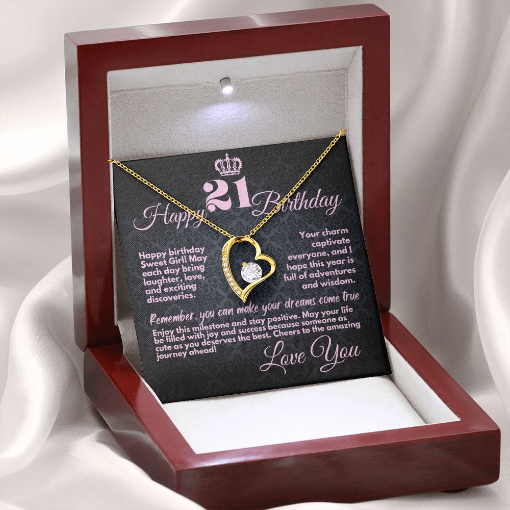 21st Birthday Gifts From Mom And Dad, Cute Jewelry Necklace, Present With A Message Card In A Box from Mother, Father, Sister or Parents, Unique Gift Ideas For 21 Bday - Zahlia