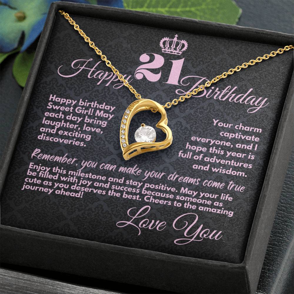 21st Birthday Gifts From Mom And Dad, Cute Jewelry Necklace, Present With A Message Card In A Box from Mother, Father, Sister or Parents, Unique Gift Ideas For 21 Bday - Zahlia