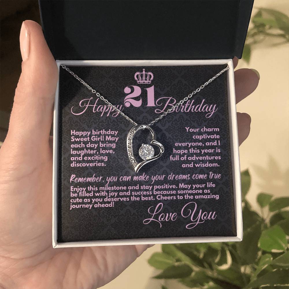 21st Birthday Gifts From Mom And Dad, Cute Jewelry Necklace, Present With A Message Card In A Box from Mother, Father, Sister or Parents, Unique Gift Ideas For 21 Bday - Zahlia