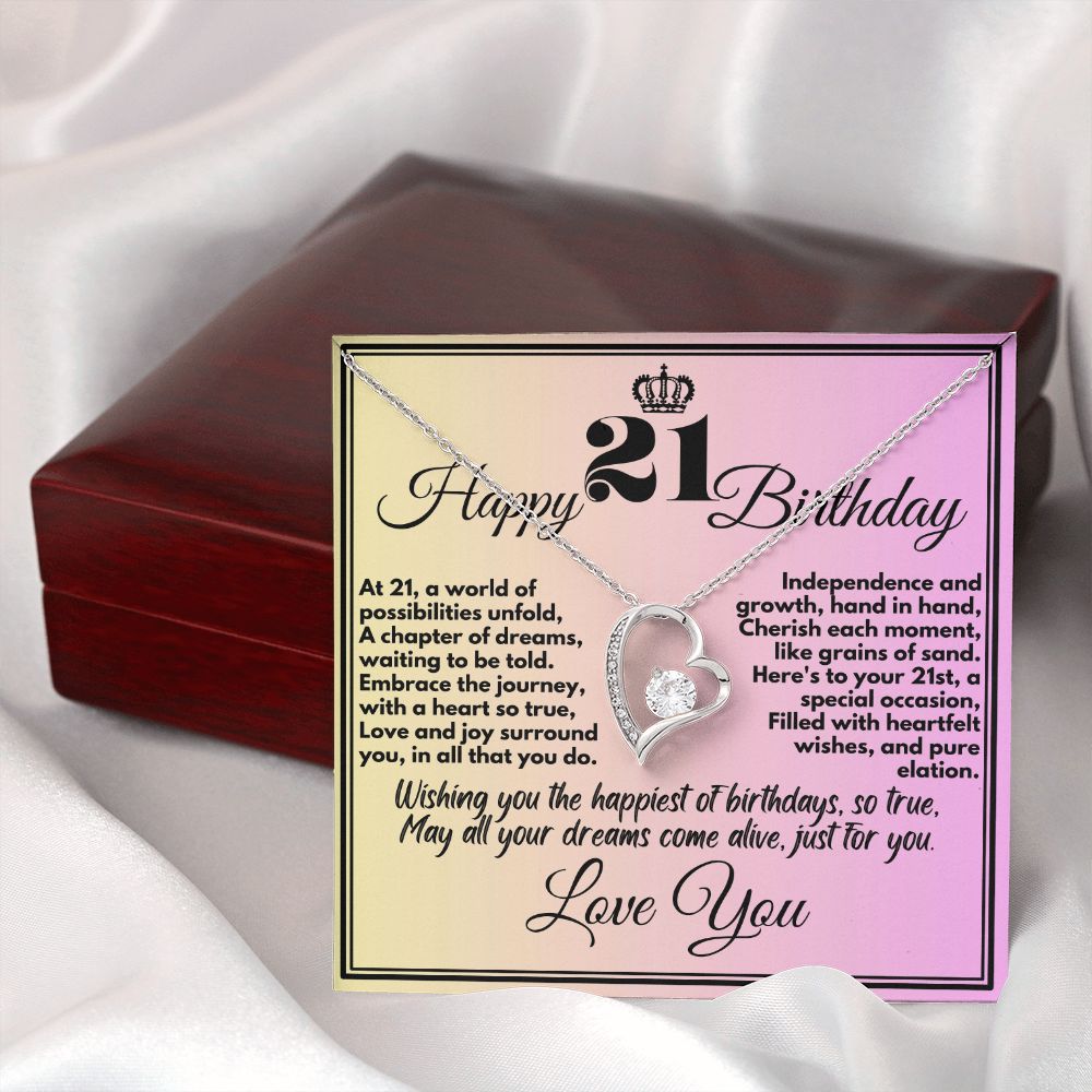 21st Cute Birthday Gifts Jewelry To Girls From Mom/Dad/Sister/Parents, Unique Necklace Present With A Message Card In A Box, 21 Bday Gift Ideas For Daughter/Sister - Zahlia