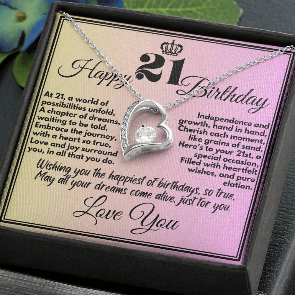 21st Cute Birthday Gifts Jewelry To Girls From Mom/Dad/Sister/Parents, Unique Necklace Present With A Message Card In A Box, 21 Bday Gift Ideas For Daughter/Sister - Zahlia