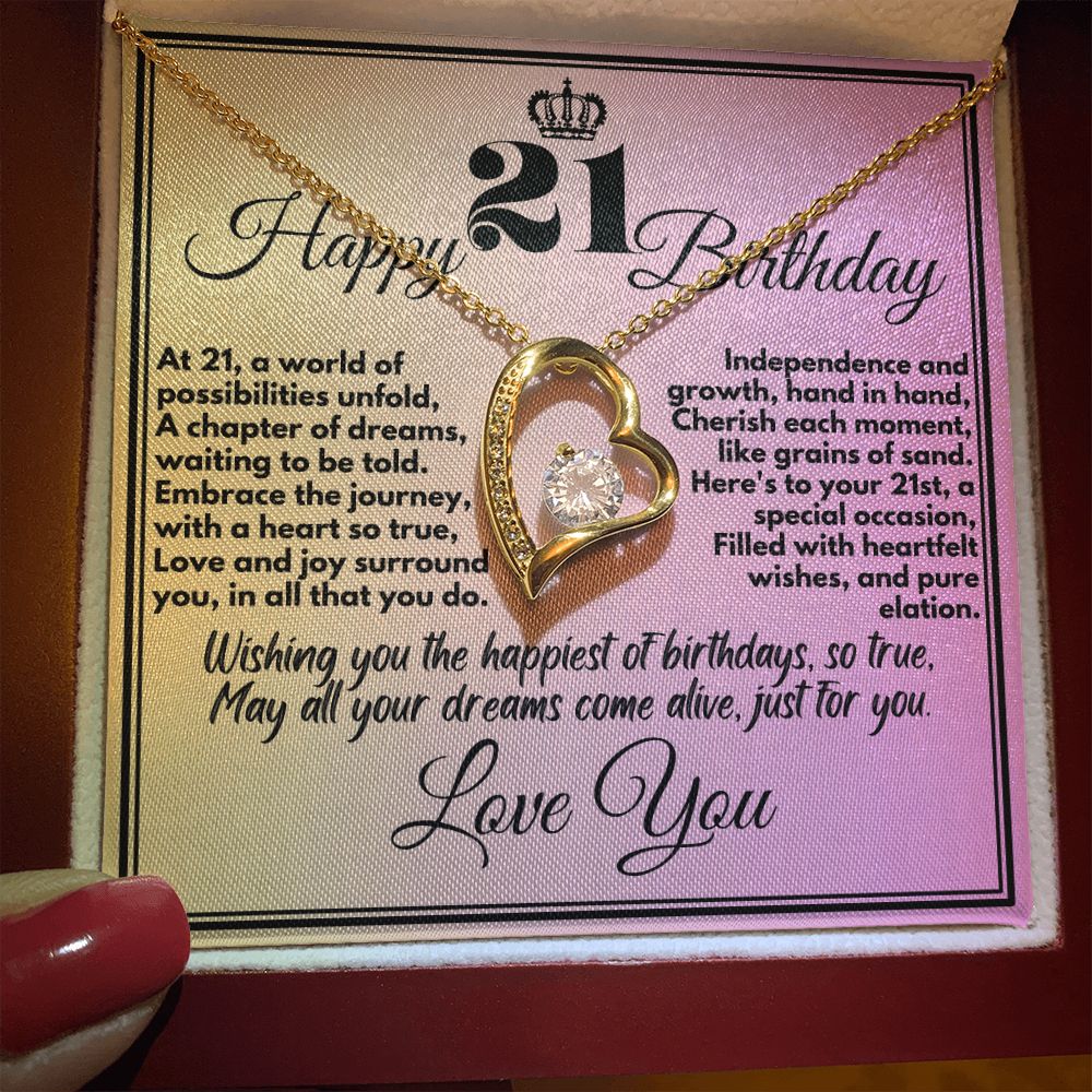 21st Cute Birthday Gifts Jewelry To Girls From Mom/Dad/Sister/Parents, Unique Necklace Present With A Message Card In A Box, 21 Bday Gift Ideas For Daughter/Sister - Zahlia