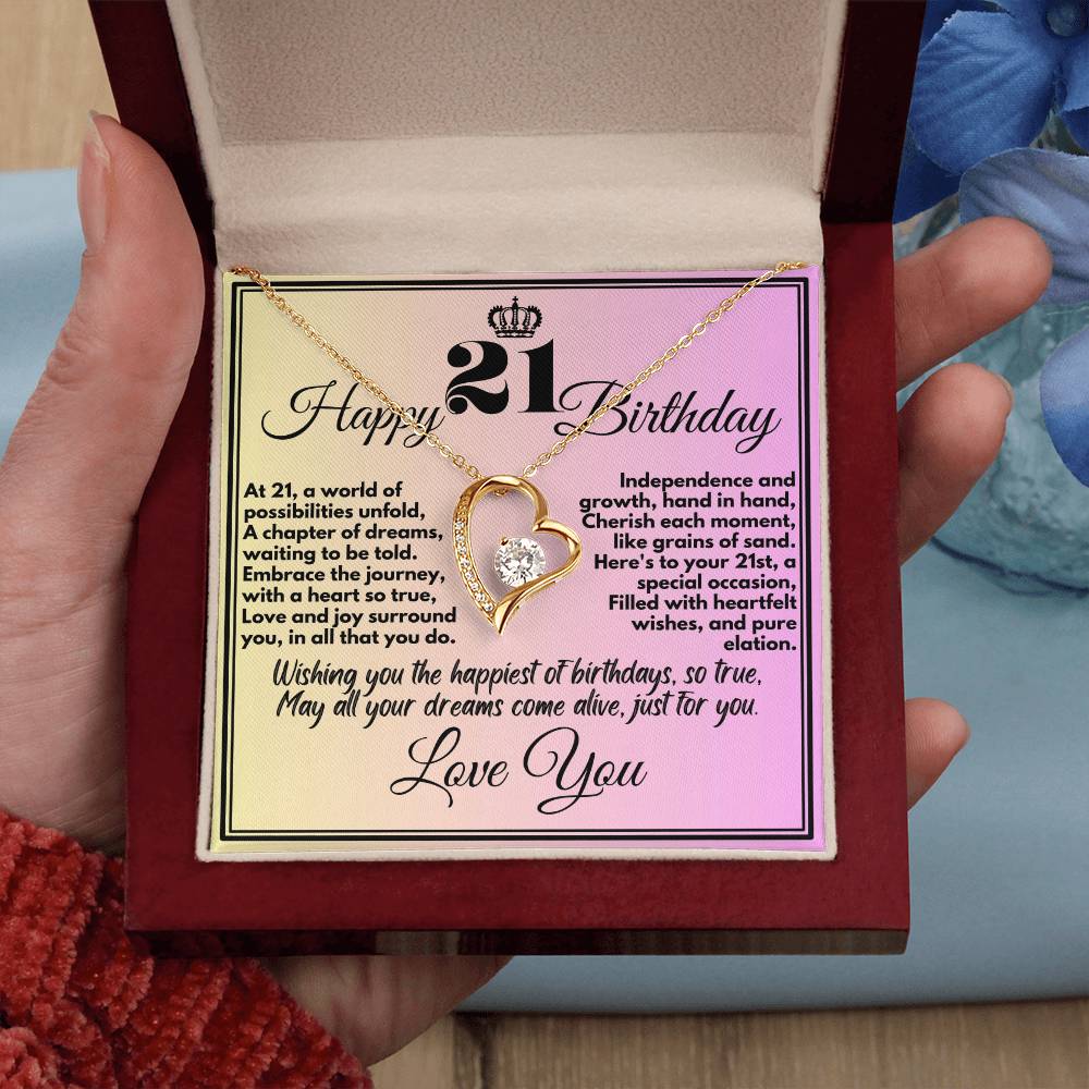 21st Cute Birthday Gifts Jewelry To Girls From Mom/Dad/Sister/Parents, Unique Necklace Present With A Message Card In A Box, 21 Bday Gift Ideas For Daughter/Sister - Zahlia