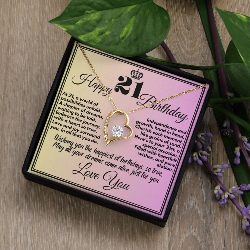 21st Cute Birthday Gifts Jewelry To Girls From Mom/Dad/Sister/Parents, Unique Necklace Present With A Message Card In A Box, 21 Bday Gift Ideas For Daughter/Sister - Zahlia