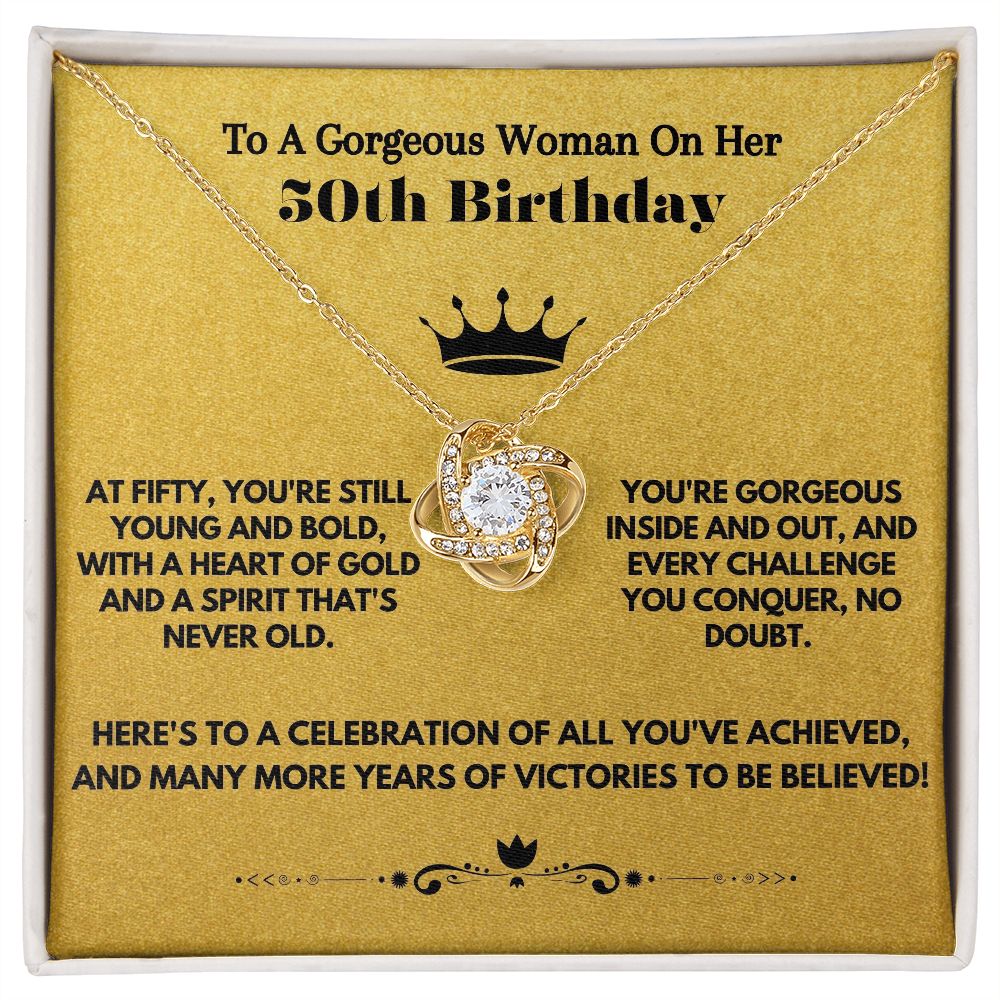 50th Birthday Jewelry Necklace for Women, 50 Bday Gifts Ideas, Happy Presents for Women Turning Fifty, Present for 50-Year-Old with Message in Gift Box - Zahlia