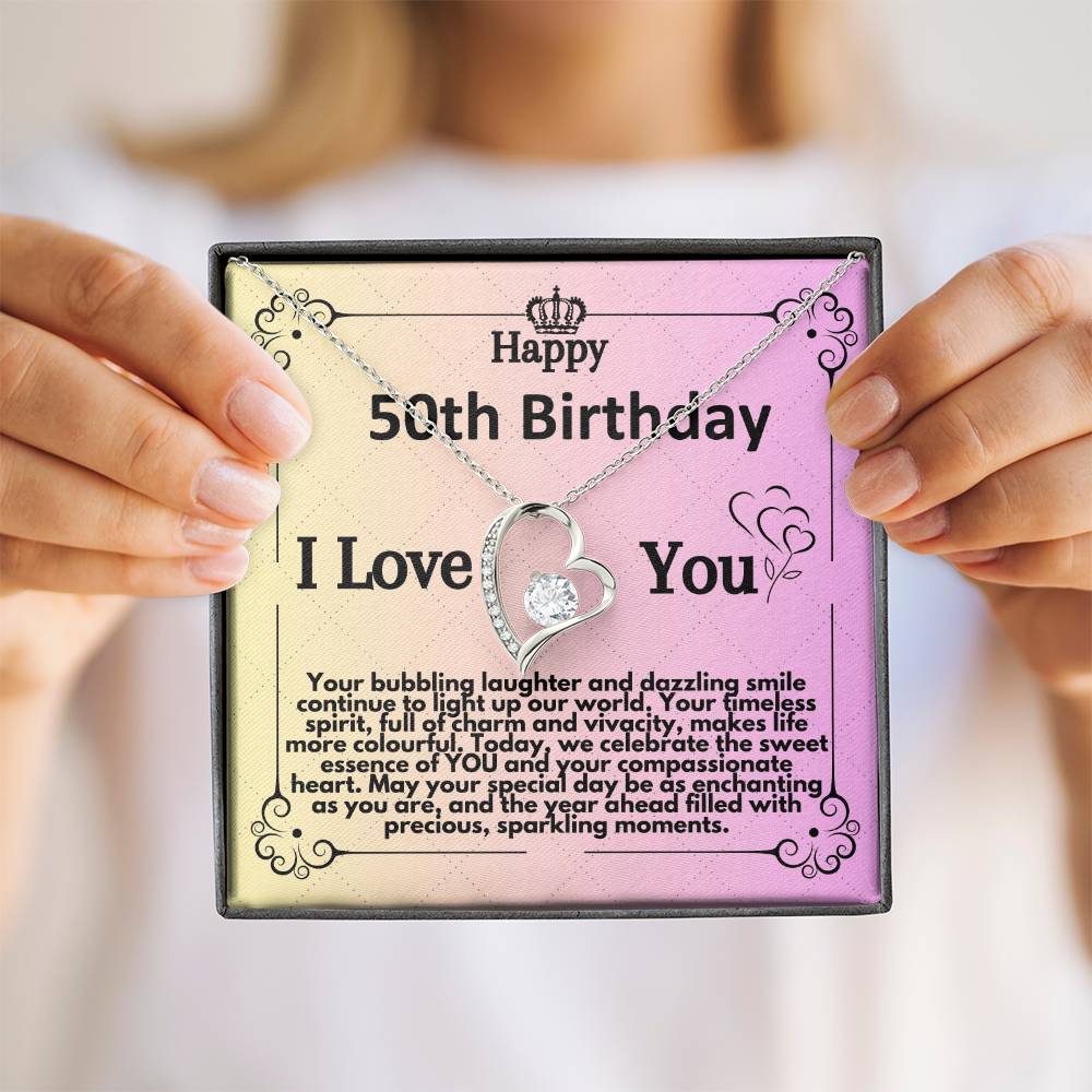 50th Birthday Jewelry Necklace Gift For Women, Present Idea For Women Turning Fifty Years Old, 50 And Fabulous Present with Unique Message Card In A Gift Box - Zahlia