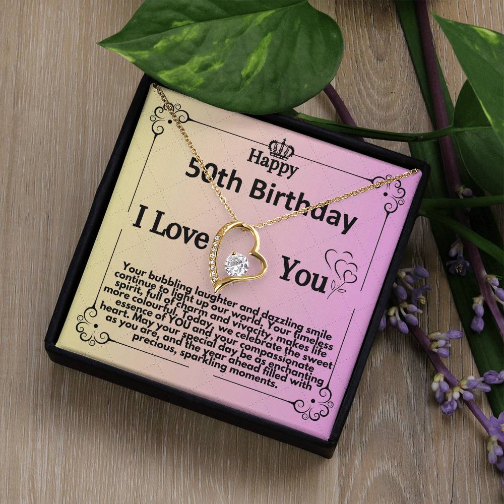 50th Birthday Jewelry Necklace Gift For Women, Present Idea For Women Turning Fifty Years Old, 50 And Fabulous Present with Unique Message Card In A Gift Box - Zahlia