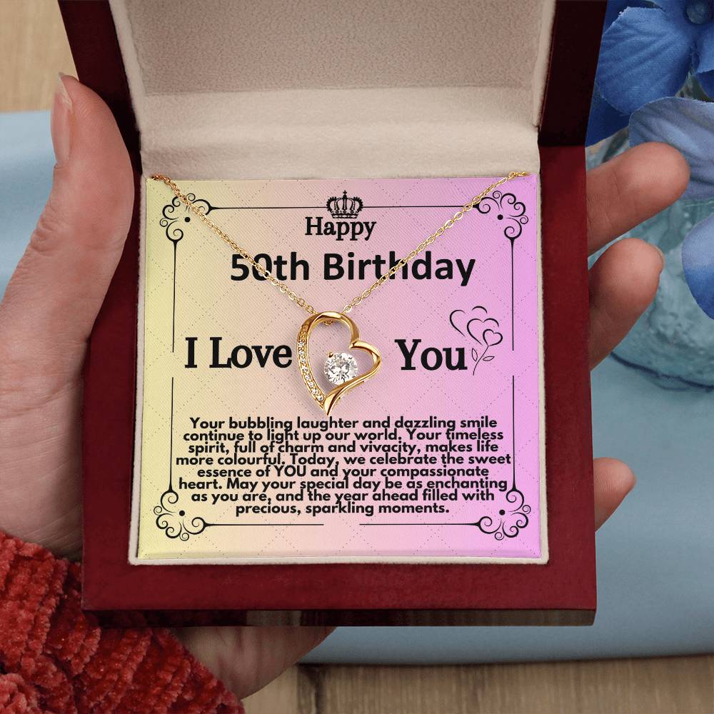 50th Birthday Jewelry Necklace Gift For Women, Present Idea For Women Turning Fifty Years Old, 50 And Fabulous Present with Unique Message Card In A Gift Box - Zahlia