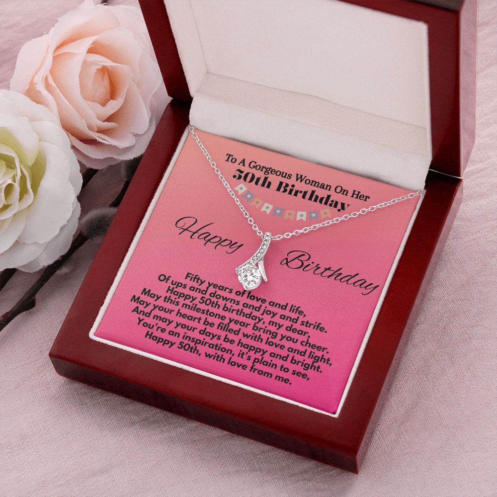 50th Birthday Jewelry Necklace Gift Ideas For Wife/Girlfriend/Soulmate, Soulmate Jewelry With A Heartfelt Message Card In A Gift Box, Bday Jewelry For A 50 Years Old Woman, Elegant Necklace For Women - Zahlia
