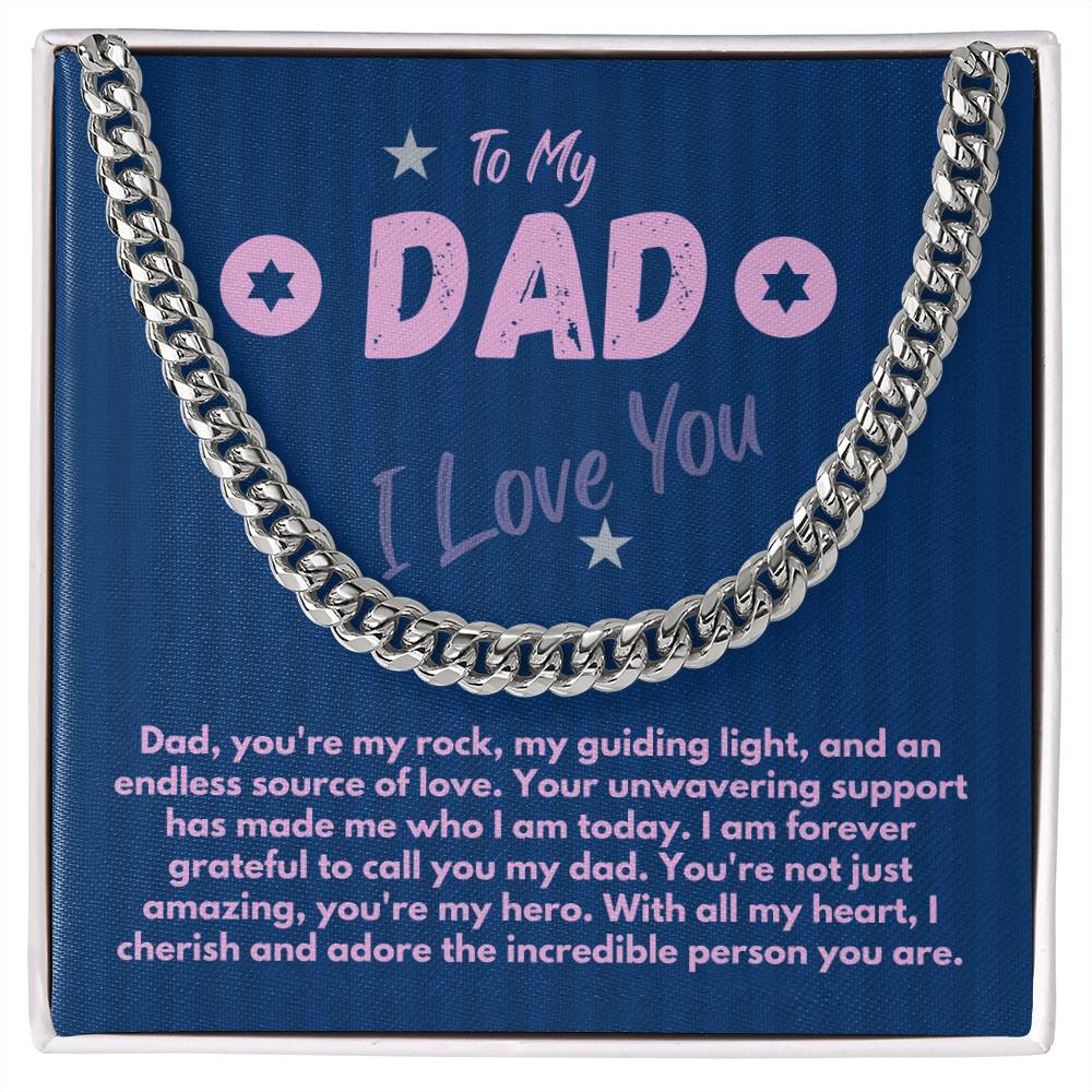 Birthday Gifts Ideas To My Dad/Father, Cuban Chain Necklace With A Message Card In A Gift Box, Unique Mens Jewelry Present From Daughter/Son/Children, Presents To Daddy - Zahlia