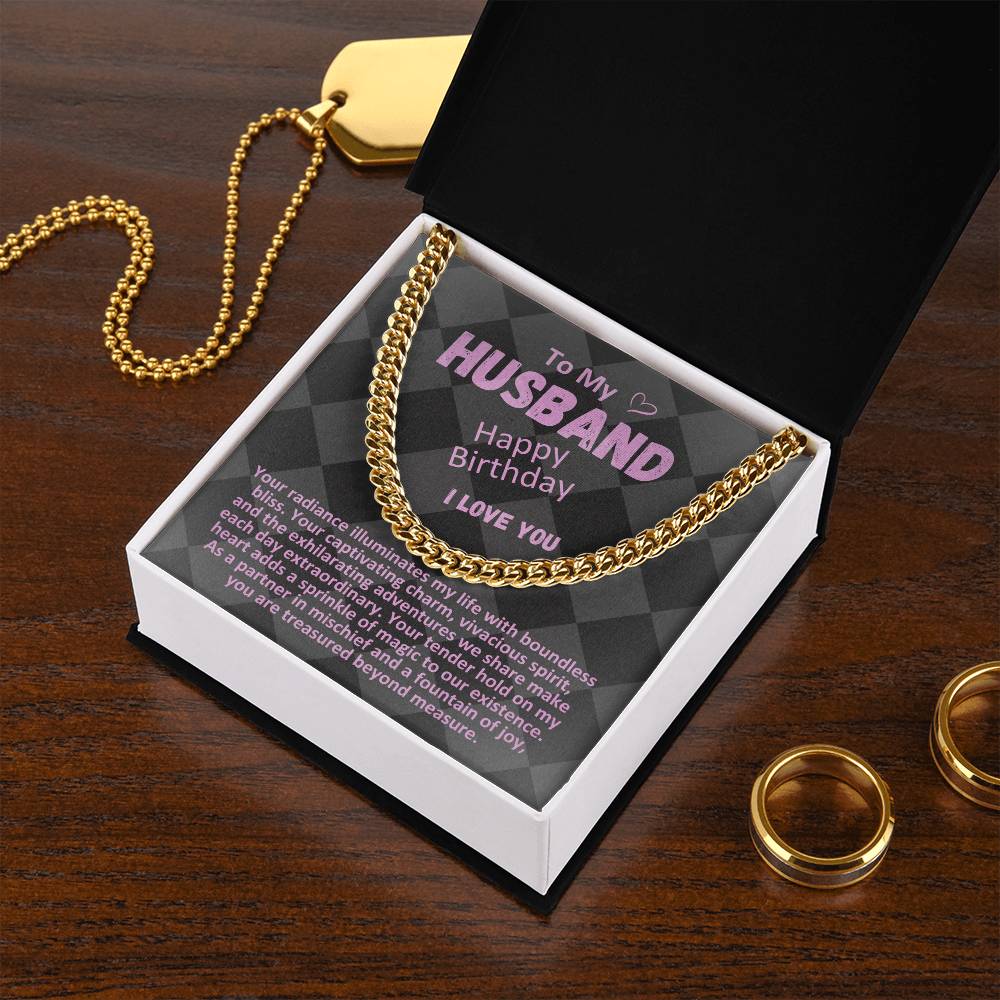 Birthday Gifts Ideas To My Husband/Soulmate, Cuban Chain Necklace With A Message Card In A Gift Box, Mens Jewelry Present To Hubby From Wife - Zahlia