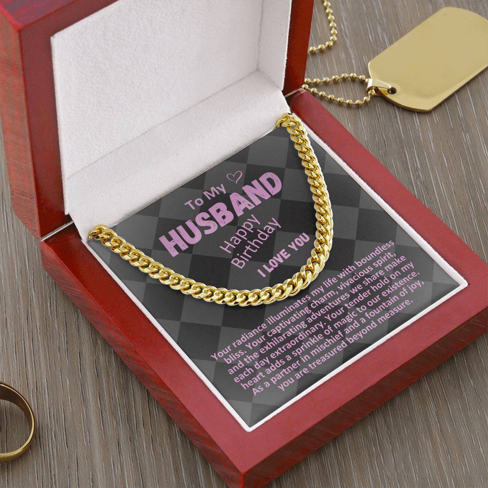 Birthday Gifts Ideas To My Husband/Soulmate, Cuban Chain Necklace With A Message Card In A Gift Box, Mens Jewelry Present To Hubby From Wife - Zahlia