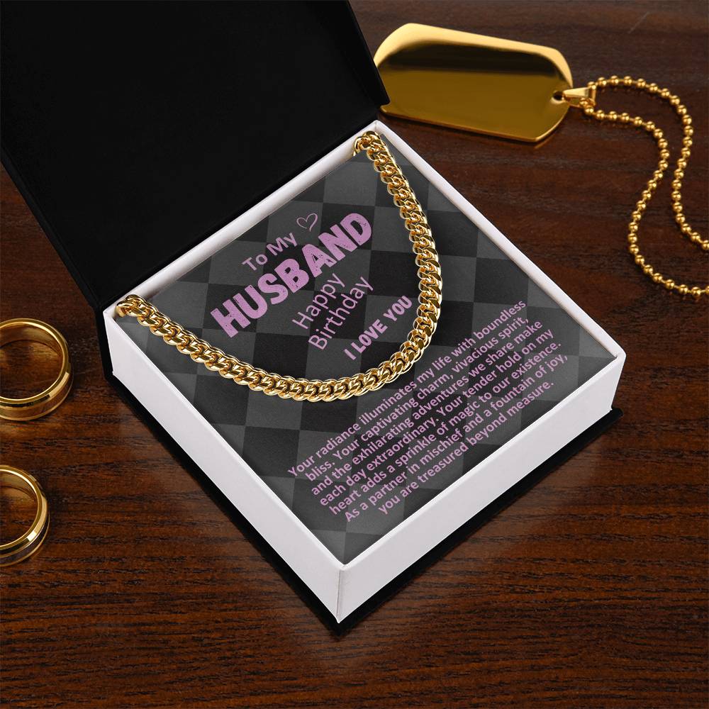 Birthday Gifts Ideas To My Husband/Soulmate, Cuban Chain Necklace With A Message Card In A Gift Box, Mens Jewelry Present To Hubby From Wife - Zahlia