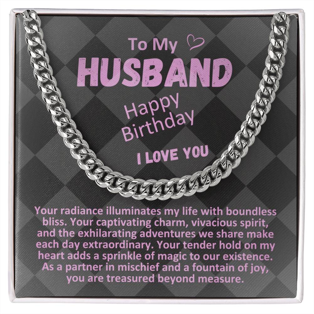 Birthday Gifts Ideas To My Husband/Soulmate, Cuban Chain Necklace With A Message Card In A Gift Box, Mens Jewelry Present To Hubby From Wife - Zahlia