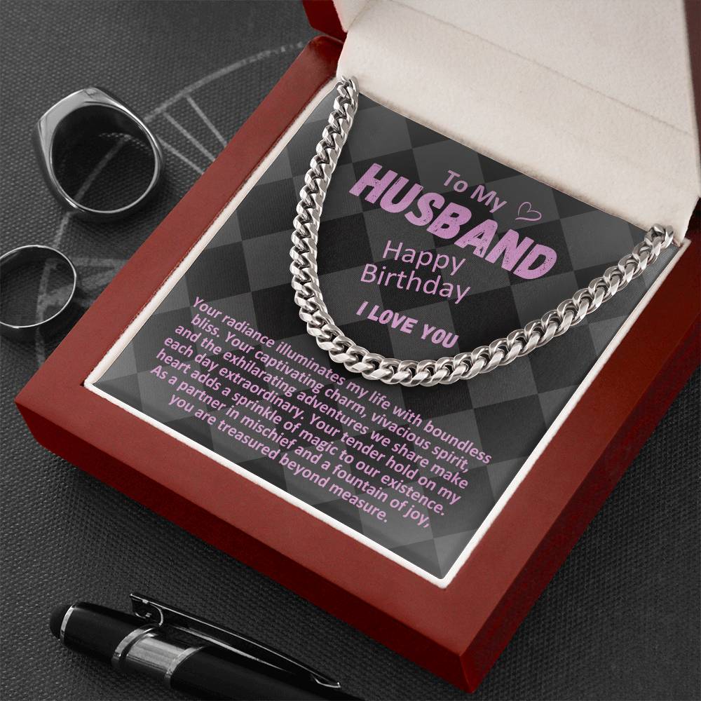 Birthday Gifts Ideas To My Husband/Soulmate, Cuban Chain Necklace With A Message Card In A Gift Box, Mens Jewelry Present To Hubby From Wife - Zahlia