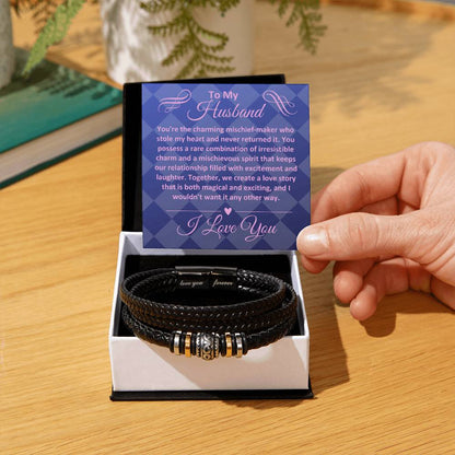 Birthday Gifts Ideas To My Husband/Soulmate, Vegan Leather Bracelet With A Message Card In A Gift Box, Unique Mens Jewelry Present From Wife, Bday Presents To My Hubby - Zahlia