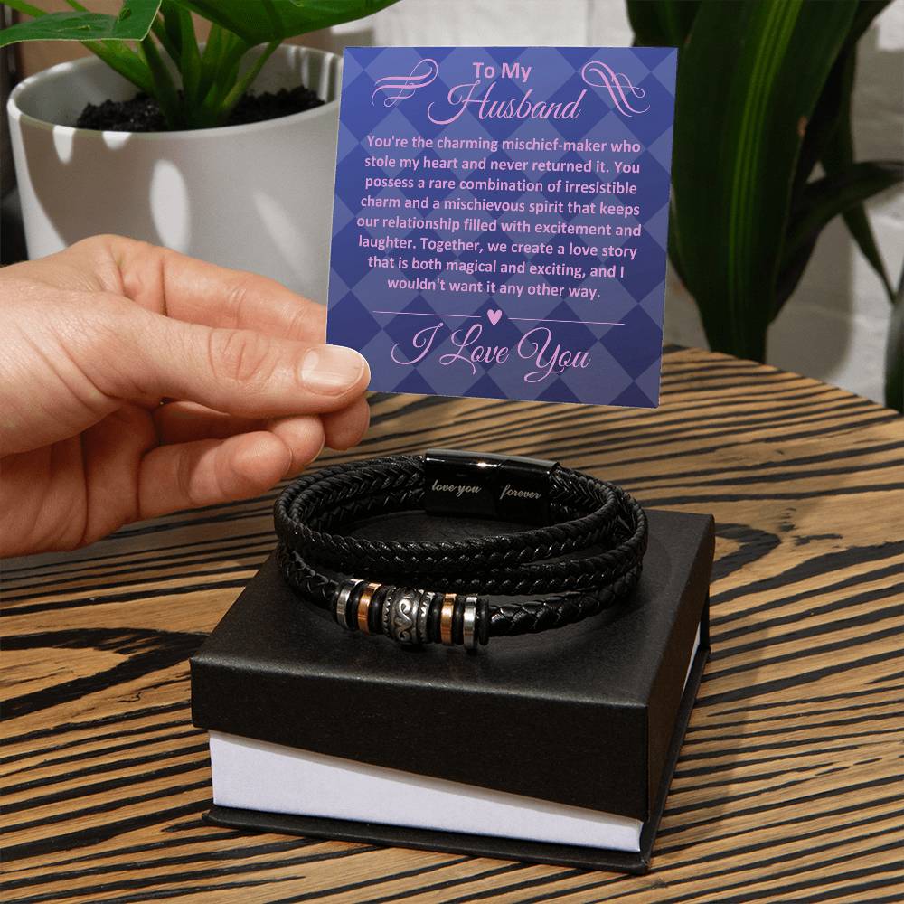 Birthday Gifts Ideas To My Husband/Soulmate, Vegan Leather Bracelet With A Message Card In A Gift Box, Unique Mens Jewelry Present From Wife, Bday Presents To My Hubby - Zahlia