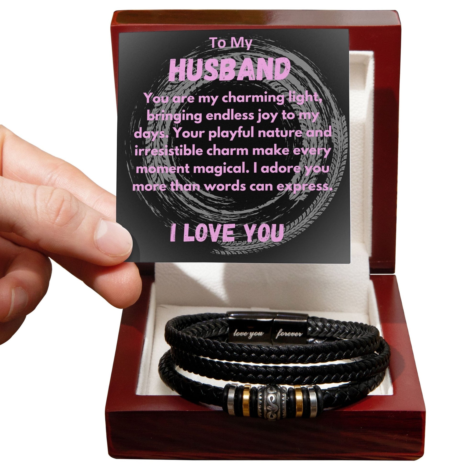 Birthday Gifts Ideas To My Husband/Soulmate, Vegan Leather Bracelet With A Message Card In A Gift Box, Unique Mens Jewelry Present From Wife, Bday Presents To My Hubby - Zahlia