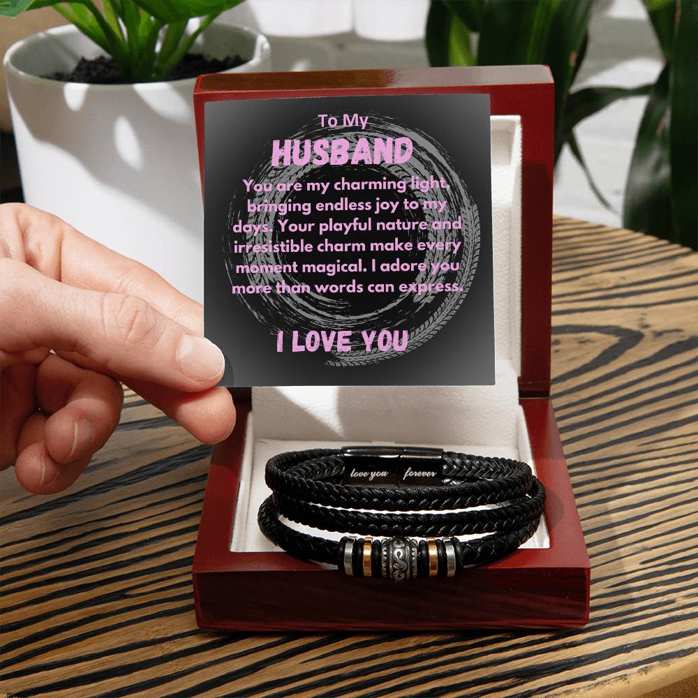 Birthday Gifts Ideas To My Husband/Soulmate, Vegan Leather Bracelet With A Message Card In A Gift Box, Unique Mens Jewelry Present From Wife, Bday Presents To My Hubby - Zahlia