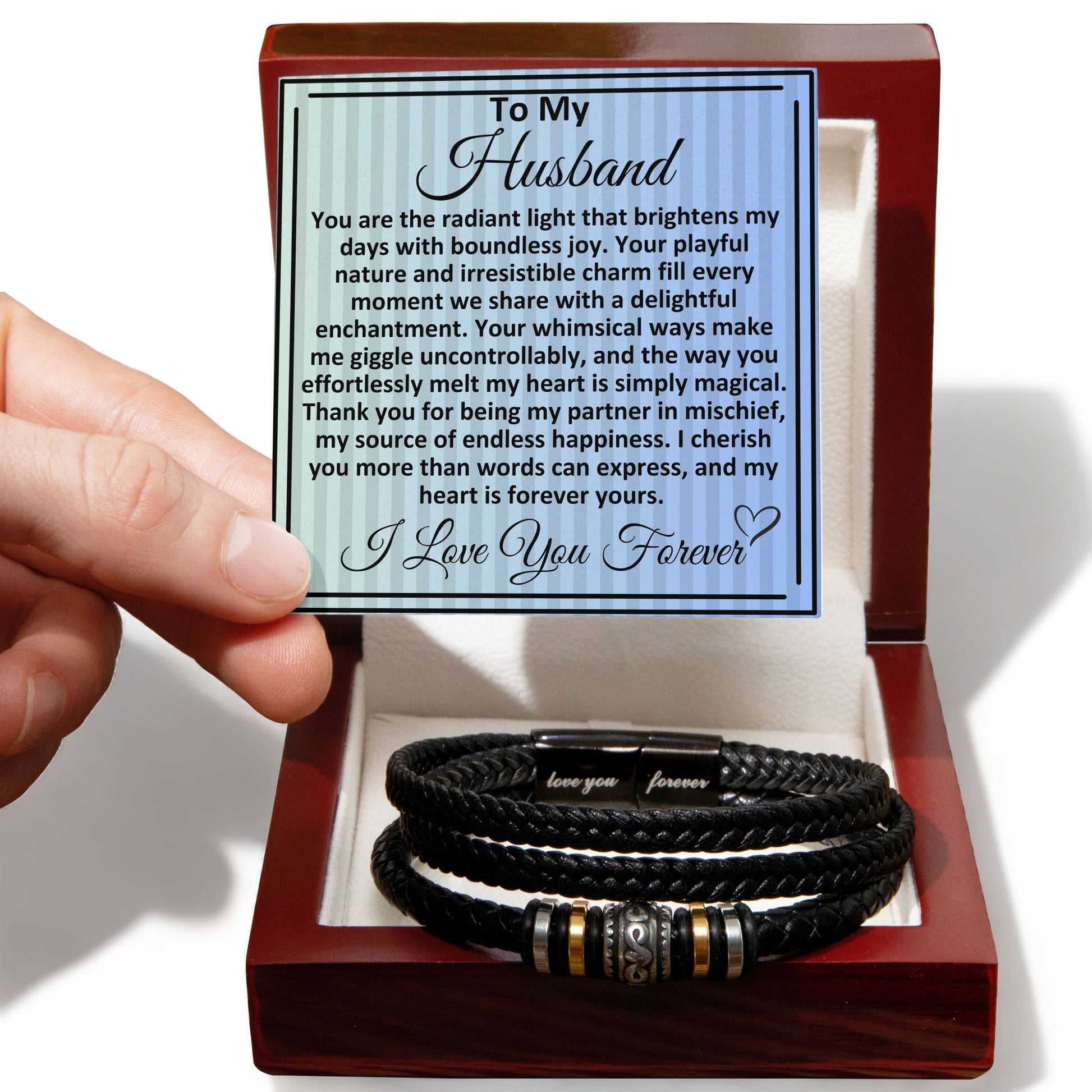 Birthday Gifts Ideas To My Husband/Soulmate, Vegan Leather Bracelet With A Message Card In A Gift Box, Unique Mens Jewelry Present From Wife, Bday Presents To My Hubby - Zahlia