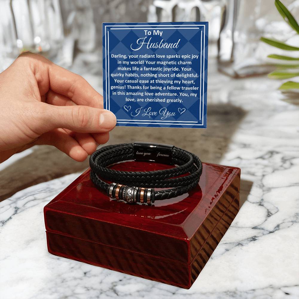 Birthday Gifts Ideas To My Husband/Soulmate, Vegan Leather Bracelet With A Message Card In A Gift Box, Unique Mens Jewelry Present From Wife, Bday Presents To My Hubby - Zahlia