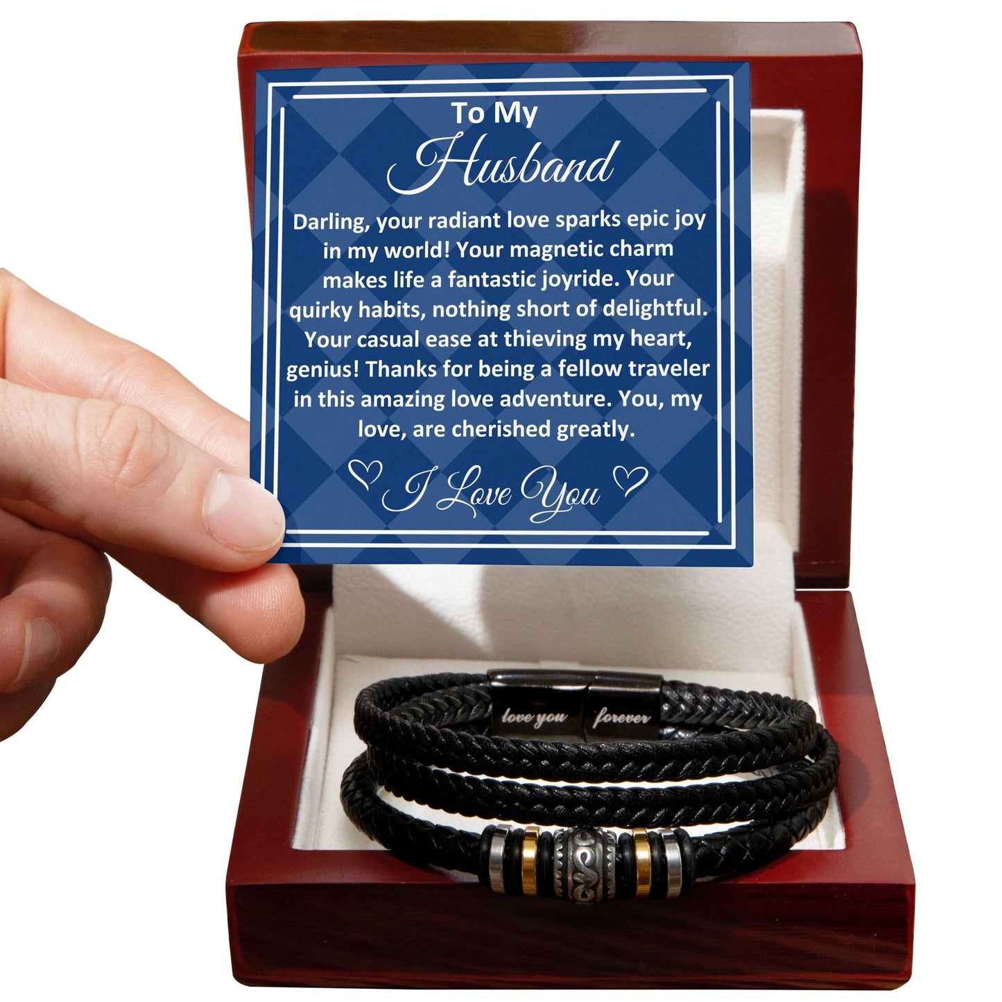 Birthday Gifts Ideas To My Husband/Soulmate, Vegan Leather Bracelet With A Message Card In A Gift Box, Unique Mens Jewelry Present From Wife, Bday Presents To My Hubby - Zahlia