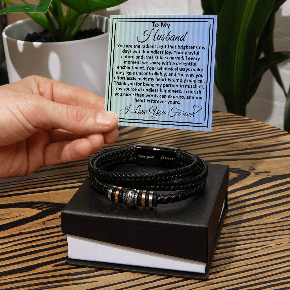 Birthday Gifts Ideas To My Husband/Soulmate, Vegan Leather Bracelet With A Message Card In A Gift Box, Unique Mens Jewelry Present From Wife, Bday Presents To My Hubby - Zahlia