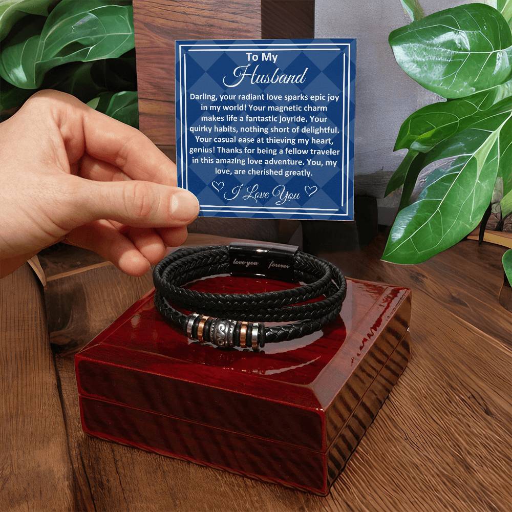 Birthday Gifts Ideas To My Husband/Soulmate, Vegan Leather Bracelet With A Message Card In A Gift Box, Unique Mens Jewelry Present From Wife, Bday Presents To My Hubby - Zahlia