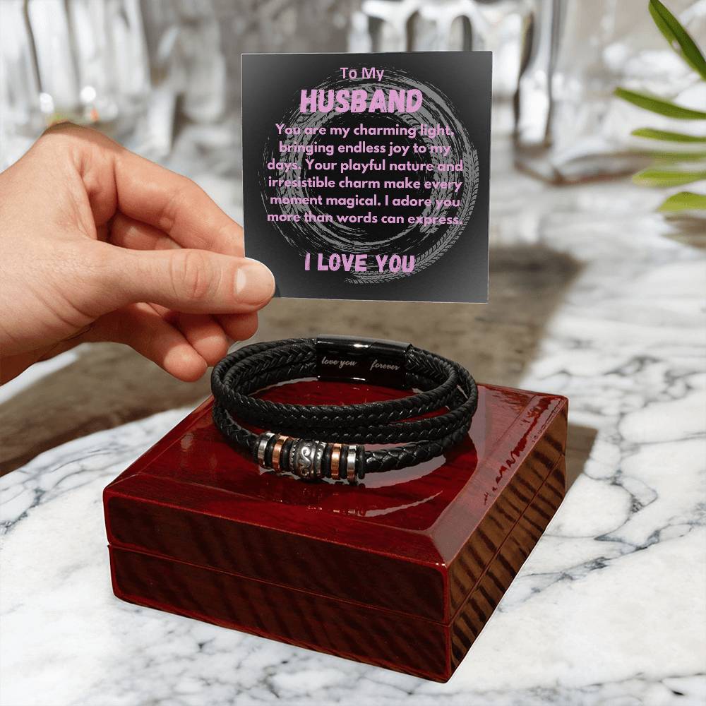 Birthday Gifts Ideas To My Husband/Soulmate, Vegan Leather Bracelet With A Message Card In A Gift Box, Unique Mens Jewelry Present From Wife, Bday Presents To My Hubby - Zahlia