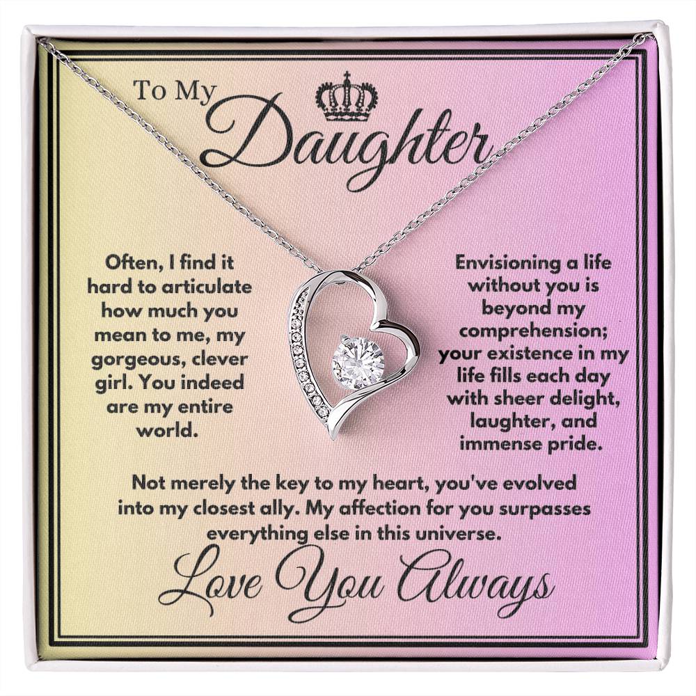 Birthday Present For Daughter, Unique Gift Ideas With A Message Card In A Box, Heart Jewelry Necklace For Your Daughter/Stepdaughter, Present From Parents - Zahlia