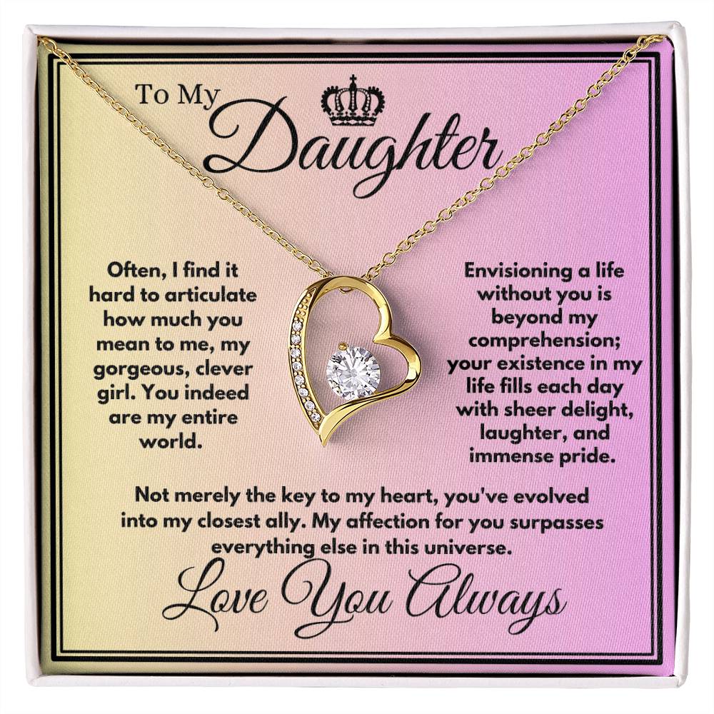 Birthday Present For Daughter, Unique Gift Ideas With A Message Card In A Box, Heart Jewelry Necklace For Your Daughter/Stepdaughter, Present From Parents - Zahlia