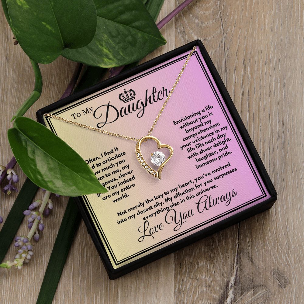 Birthday Present For Daughter, Unique Gift Ideas With A Message Card In A Box, Heart Jewelry Necklace For Your Daughter/Stepdaughter, Present From Parents - Zahlia