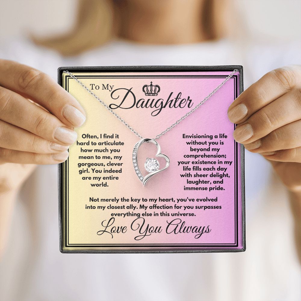 Birthday Present For Daughter, Unique Gift Ideas With A Message Card In A Box, Heart Jewelry Necklace For Your Daughter/Stepdaughter, Present From Parents - Zahlia