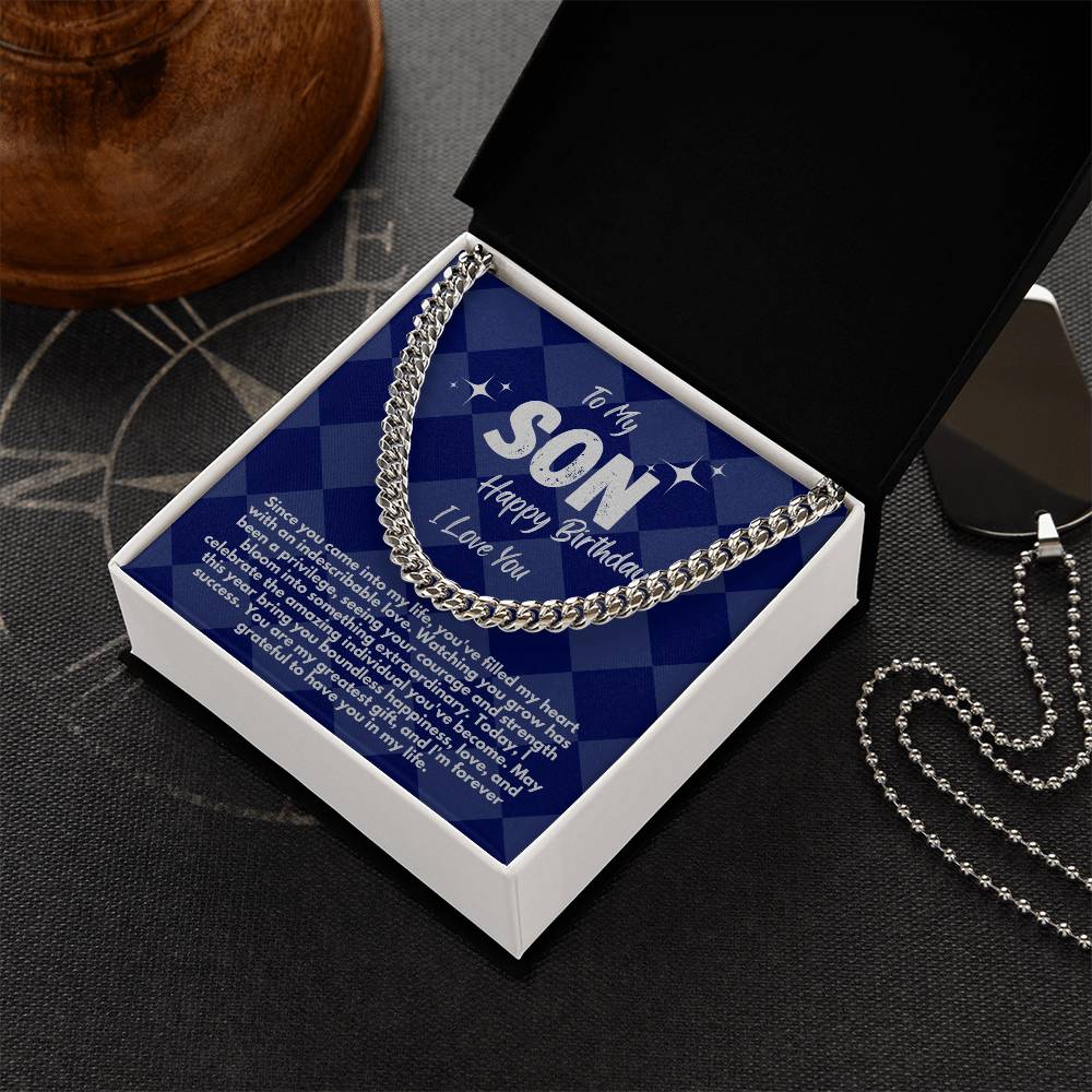 Cool Birthday Gift Ideas For My Son, Cuban Chain Necklace With A Message Card In A Gift Box, Jewelry Present From Mom/Dad/Parents, Jewelry Presents For Him - Zahlia