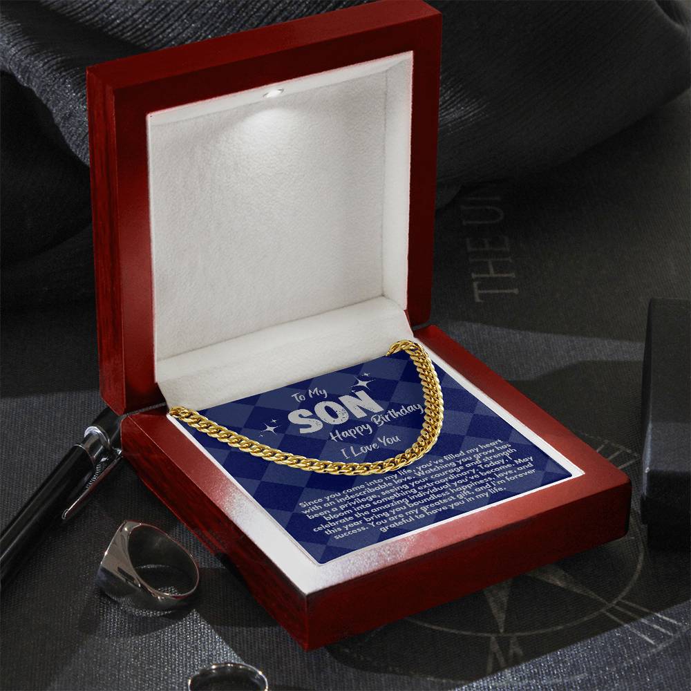 Cool Birthday Gift Ideas For My Son, Cuban Chain Necklace With A Message Card In A Gift Box, Jewelry Present From Mom/Dad/Parents, Jewelry Presents For Him - Zahlia