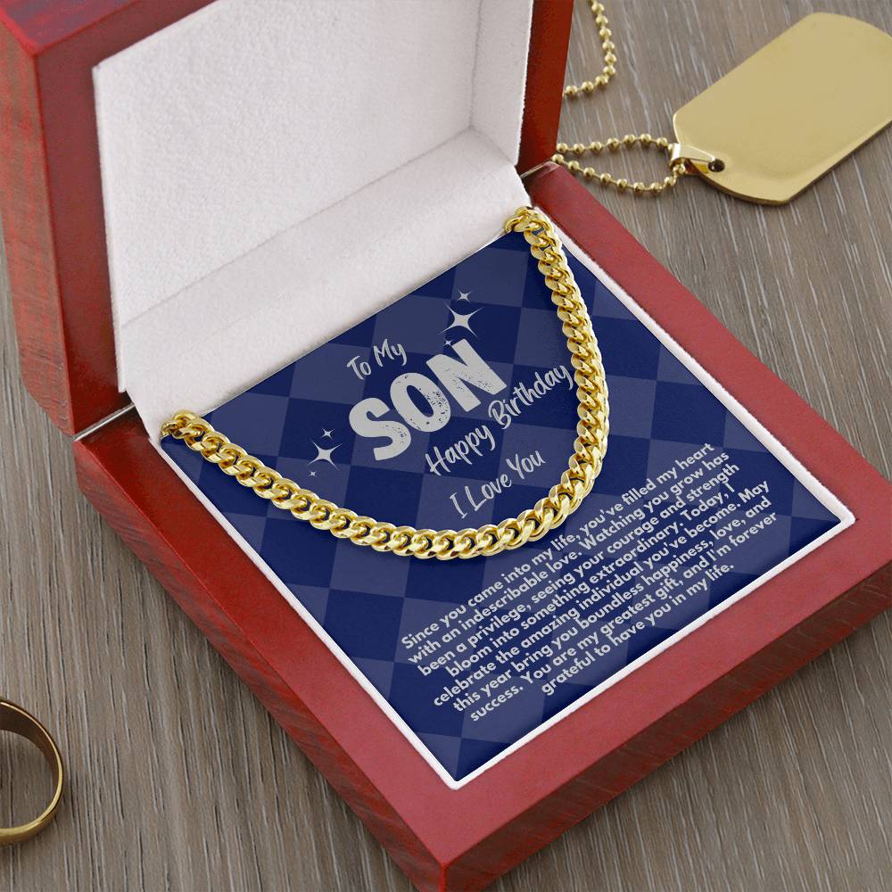 Cool Birthday Gift Ideas For My Son, Cuban Chain Necklace With A Message Card In A Gift Box, Jewelry Present From Mom/Dad/Parents, Jewelry Presents For Him - Zahlia