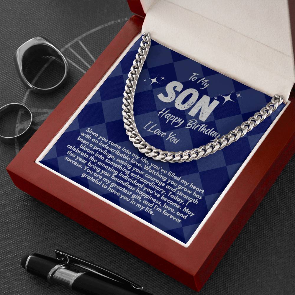 Cool Birthday Gift Ideas For My Son, Cuban Chain Necklace With A Message Card In A Gift Box, Jewelry Present From Mom/Dad/Parents, Jewelry Presents For Him - Zahlia