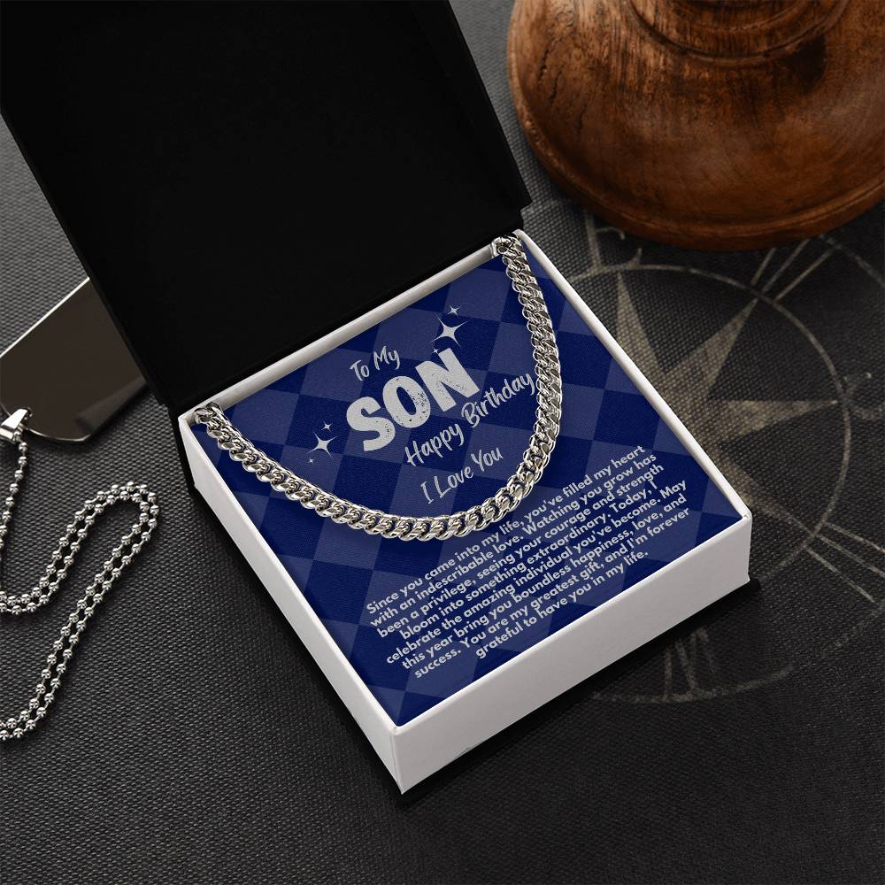 Cool Birthday Gift Ideas For My Son, Cuban Chain Necklace With A Message Card In A Gift Box, Jewelry Present From Mom/Dad/Parents, Jewelry Presents For Him - Zahlia