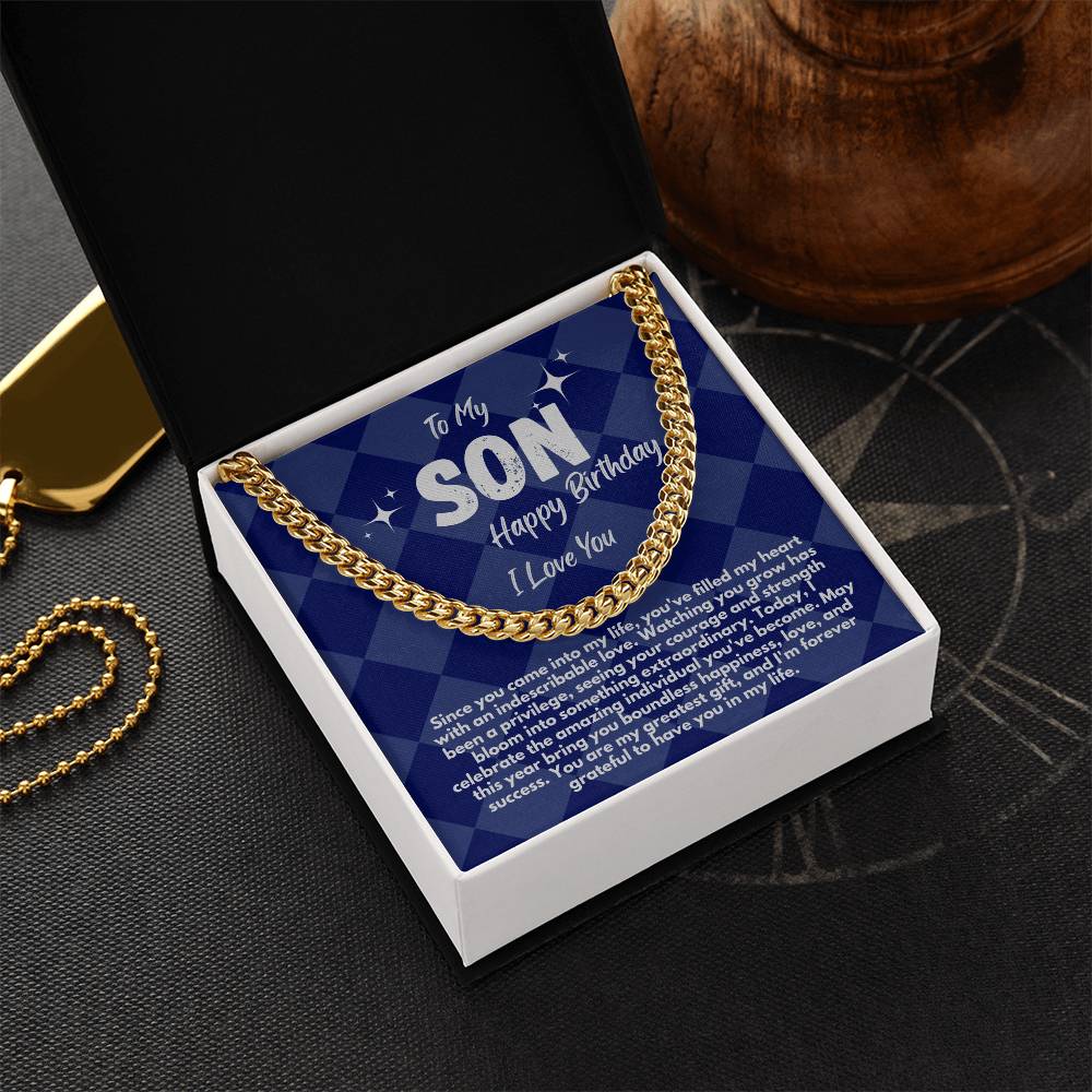 Cool Birthday Gift Ideas For My Son, Cuban Chain Necklace With A Message Card In A Gift Box, Jewelry Present From Mom/Dad/Parents, Jewelry Presents For Him - Zahlia