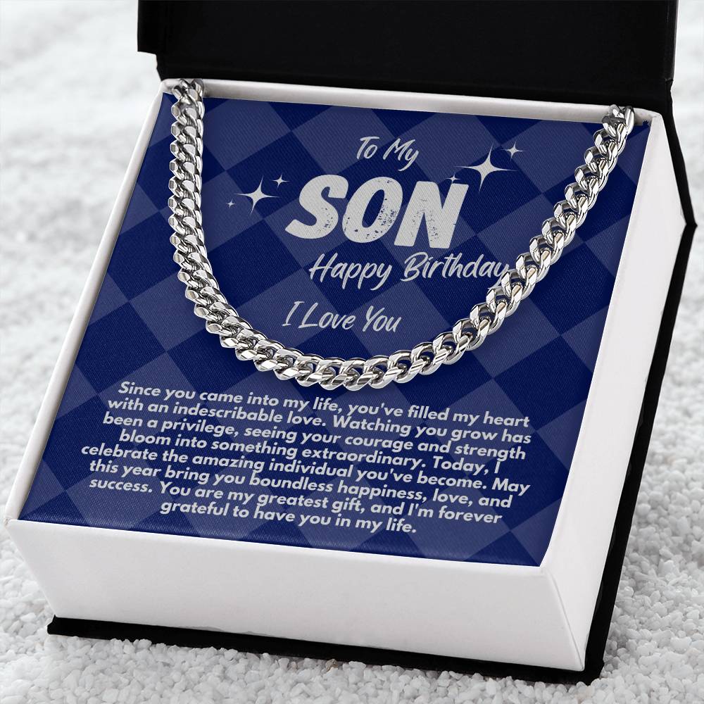 Cool Birthday Gift Ideas For My Son, Cuban Chain Necklace With A Message Card In A Gift Box, Jewelry Present From Mom/Dad/Parents, Jewelry Presents For Him - Zahlia