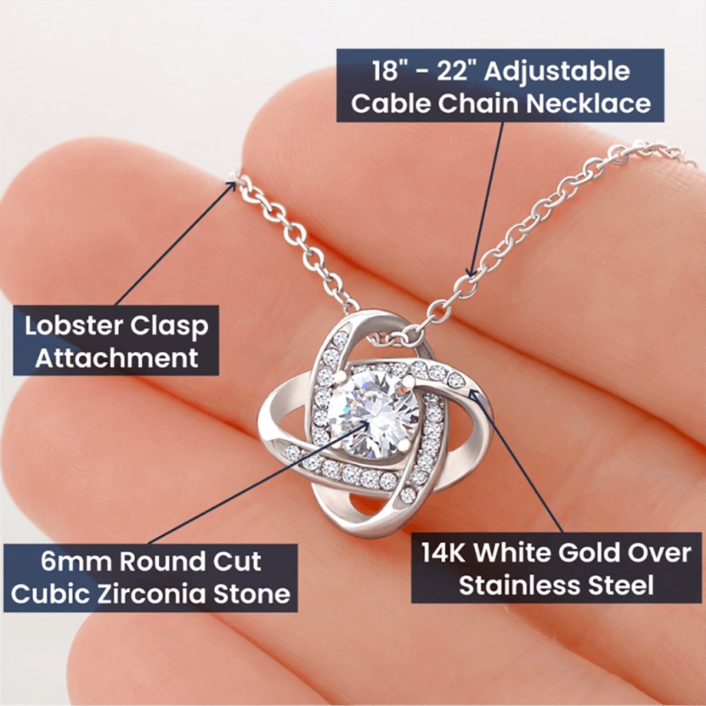 Cute Birthday Gift For My Bonus Daughter/Stepdaughter, Elegant Love Knot Jewelry With A Message In A Gift Box, Unique Pendant Gifts Ideas To My Adopted Child - Zahlia