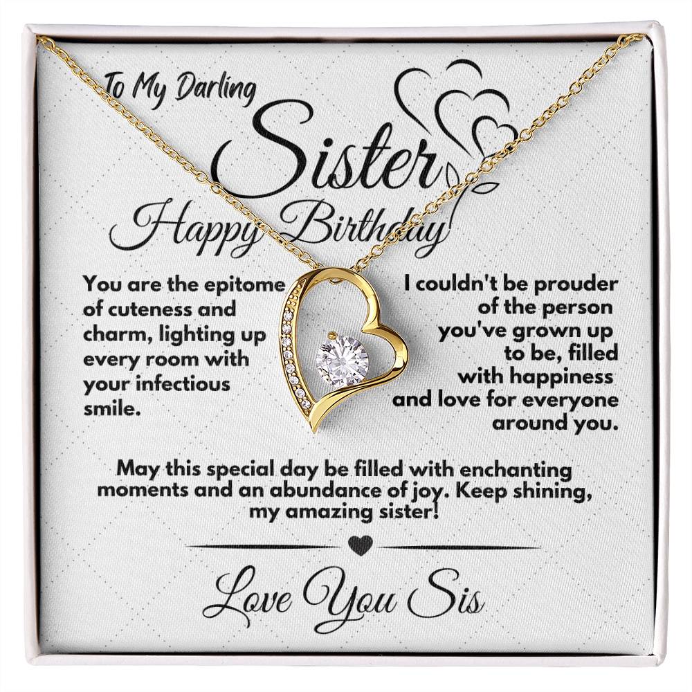 Cute Birthday Gift Ideas To My Sister, Present To Sibling With A Message Card In A Box, Heart Jewelry Necklace To Bonus Sister On Her Bday, Heart Pendant To My Kin - Zahlia